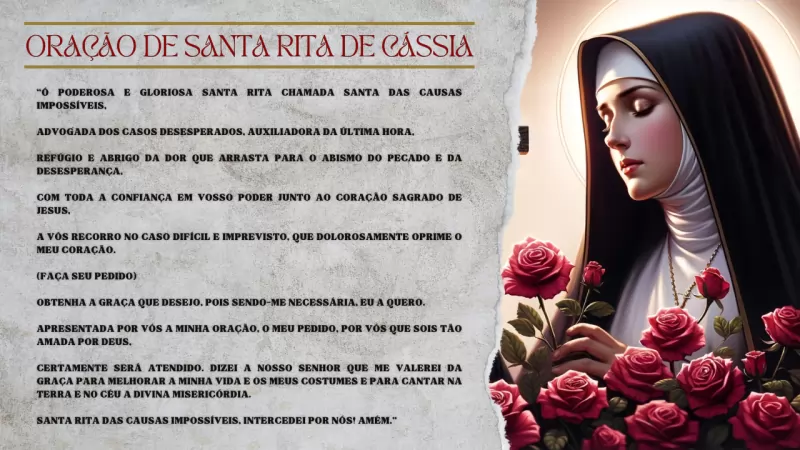 Imagem Oração de Santa Rita de Cássia causas impossíveis e graça